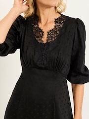 FatFace Libby Black Polka Petite Midi Dress - Image 2 of 5
