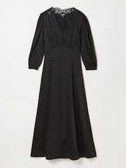 FatFace Libby Black Polka Petite Midi Dress - Image 5 of 5