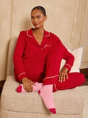 Red and Pink Bow - Love & Roses Cosy Soft Eyelash Slipper Socks 2 Pack - صورة 5 من 8
