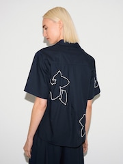 Jigsaw Blue Cut Out Embroidery Shirt - Image 2 of 5