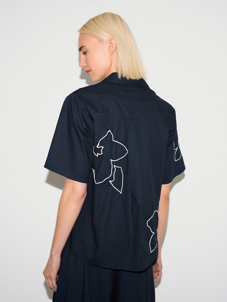 Jigsaw Blue Cut Out Embroidery Shirt - Image 2 of 5