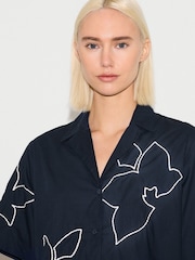 Jigsaw Blue Cut Out Embroidery Shirt - Image 4 of 5