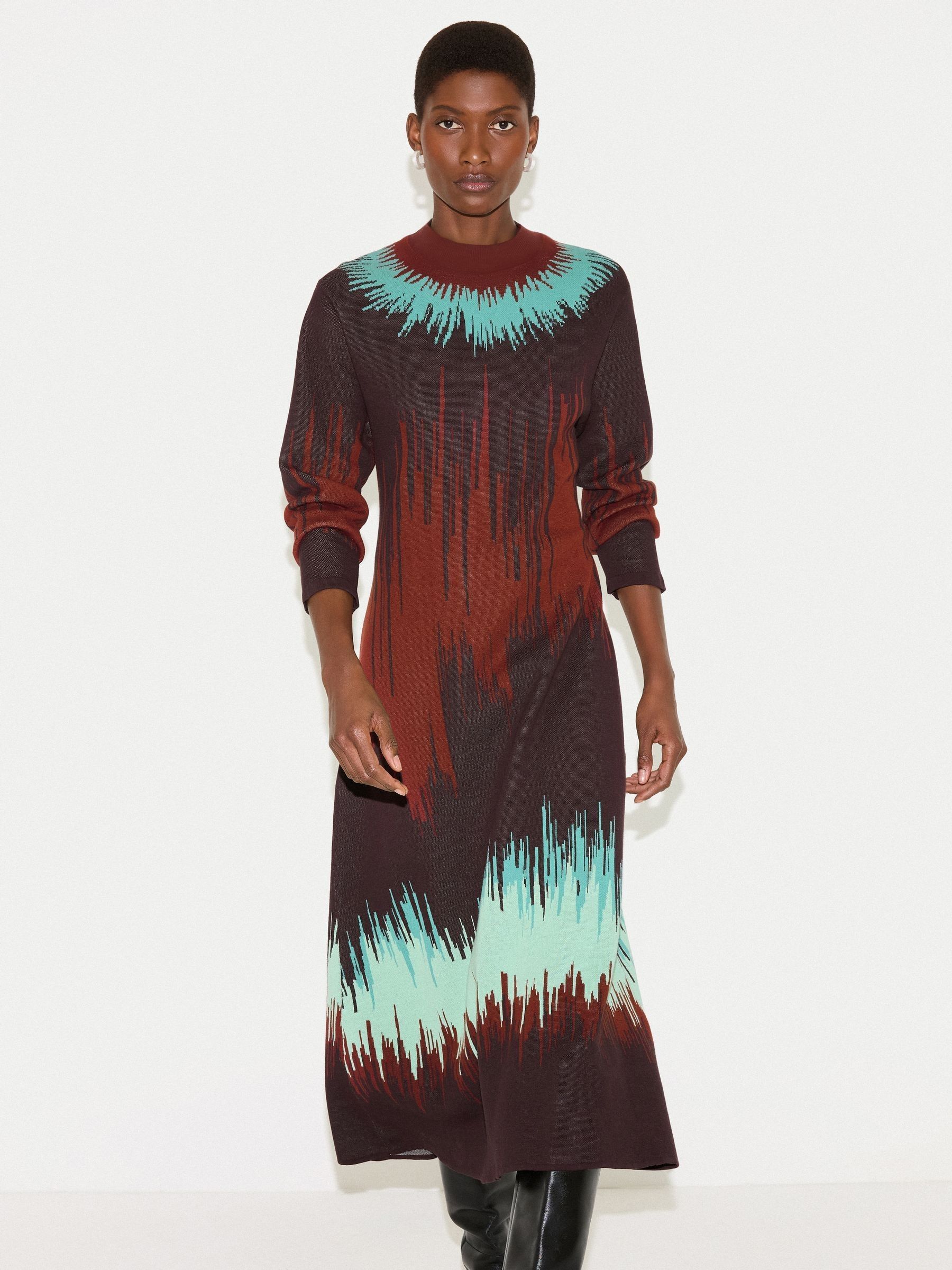 Buy Jigsaw Brown Tie Dye Jacquard Dress from Next USA