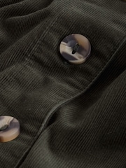 Khaki Green Corduroy Puff Sleeve Fitted Top - Image 7 of 8