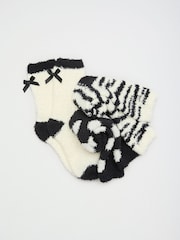 Friends Like These Cream and Black Zebra Print Cosy Slipper Socks 3 Pack - Image 1 of 7