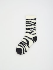 Friends Like These Cream and Black Zebra Print Cosy Slipper Socks 3 Pack - Image 4 of 7