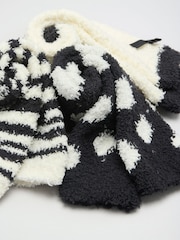 Friends Like These Cream and Black Zebra Print Cosy Slipper Socks 3 Pack - Image 5 of 7