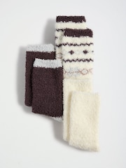 Choc and Cream Christmas Fairisle - Friends Like These Kuschelige Slipper-Socken 3 er-Pack - Bild 1 von 7