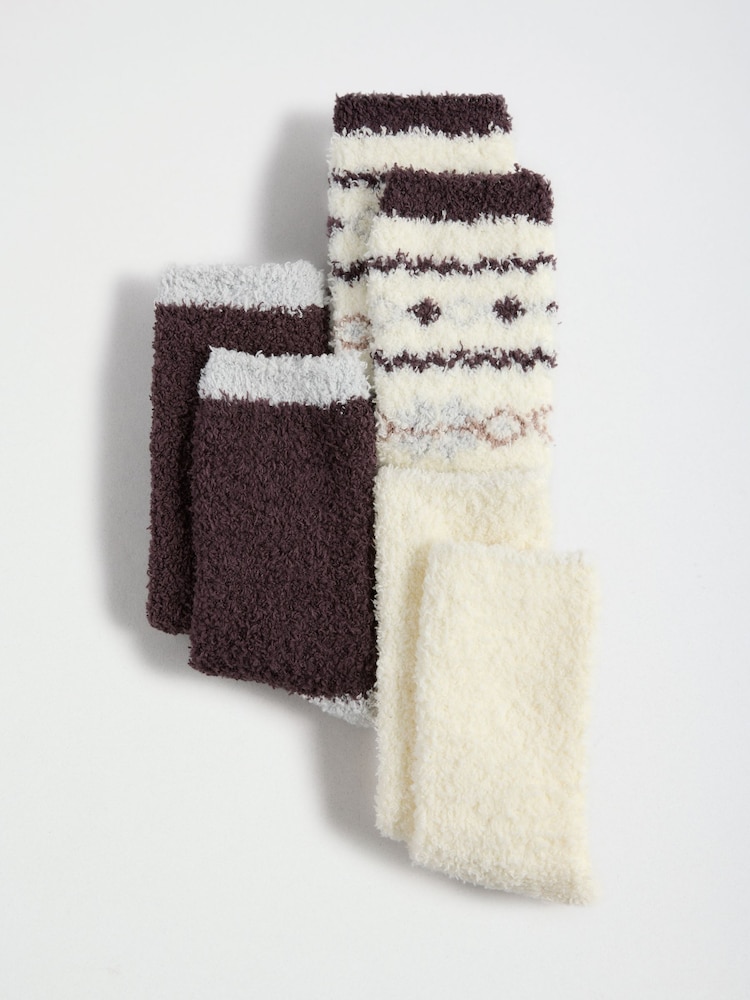 Choc and Cream Christmas Fairisle - Friends Like These Kuschelige Slipper-Socken 3 er-Pack - Bild 1 von 7