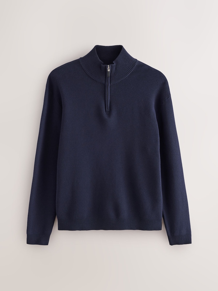 Neutral/Navy Quarter Zip Jumpers 2 Pack - Image 2 of 5