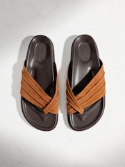 Tan Brown N. Premium Toe Thong Footbed Sandals - Image 1 of 6