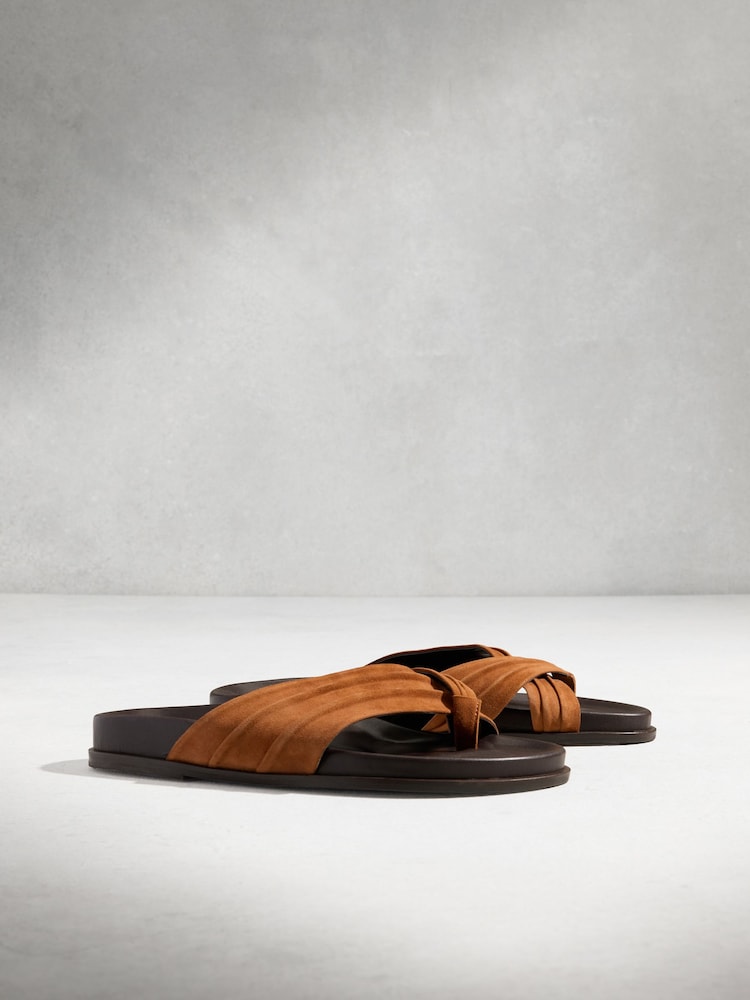 Tan Brown N. Premium Toe Thong Footbed Sandals - Image 2 of 6 Tan Brown N. Premium Toe Thong Footbed Sandals - Image 2 of 6