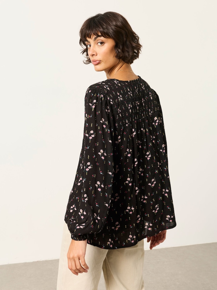FatFace Nessie Black Rose Bud Petite Blouse - Image 2 of 6 FatFace Nessie Black Rose Bud Petite Blouse - Image 2 of 6