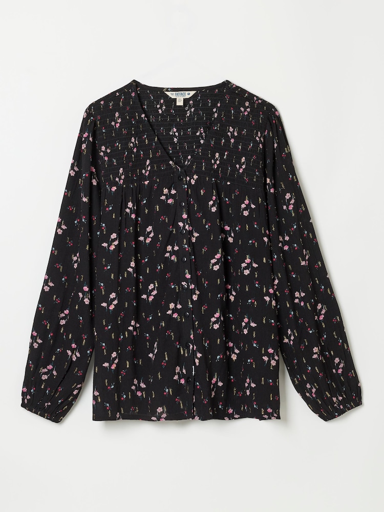 FatFace Nessie Black Rose Bud Petite Blouse - Image 6 of 6 FatFace Nessie Black Rose Bud Petite Blouse - Image 6 of 6