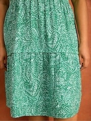 Live Unlimited Petite Green Print Cheesecloth Pintuck Knee Length Dress - Image 4 of 5