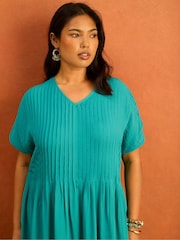 Live Unlimited Blue Petite Pleated Midi Dress - Image 2 of 6
