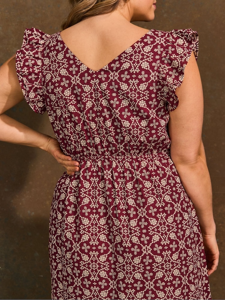 Live Unlimited Red Boho Floral Print V-Neck Midi Dress - Image 7 of 7 Live Unlimited Red Boho Floral Print V-Neck Midi Dress - Image 7 of 7
