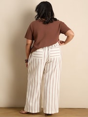 Live Unlimited Cream Petite Striped Linen Blend Wide Leg Trousers - Image 2 of 6