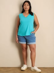 Live Unlimited Blue Cotton Slub V-Neck Vest - Image 4 of 4