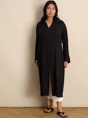 Live Unlimited Black Petite Split Front Crinkle Tunic - Image 1 of 5