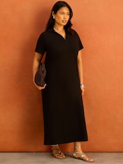 Live Unlimited Black Collar Neck Jersey Midi Dress - Image 3 of 5