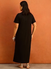 Live Unlimited Black Collar Neck Jersey Midi Dress - Image 4 of 5