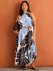 Live Unlimited Brown Floral Print Halter Neck Maxi Dress - Image 4 of 5