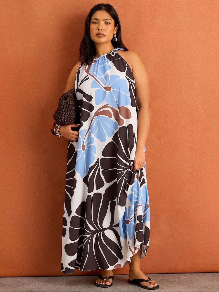 chinese dress ladies Plus Size Printed Pattern Halter Maxi Dress main image 0