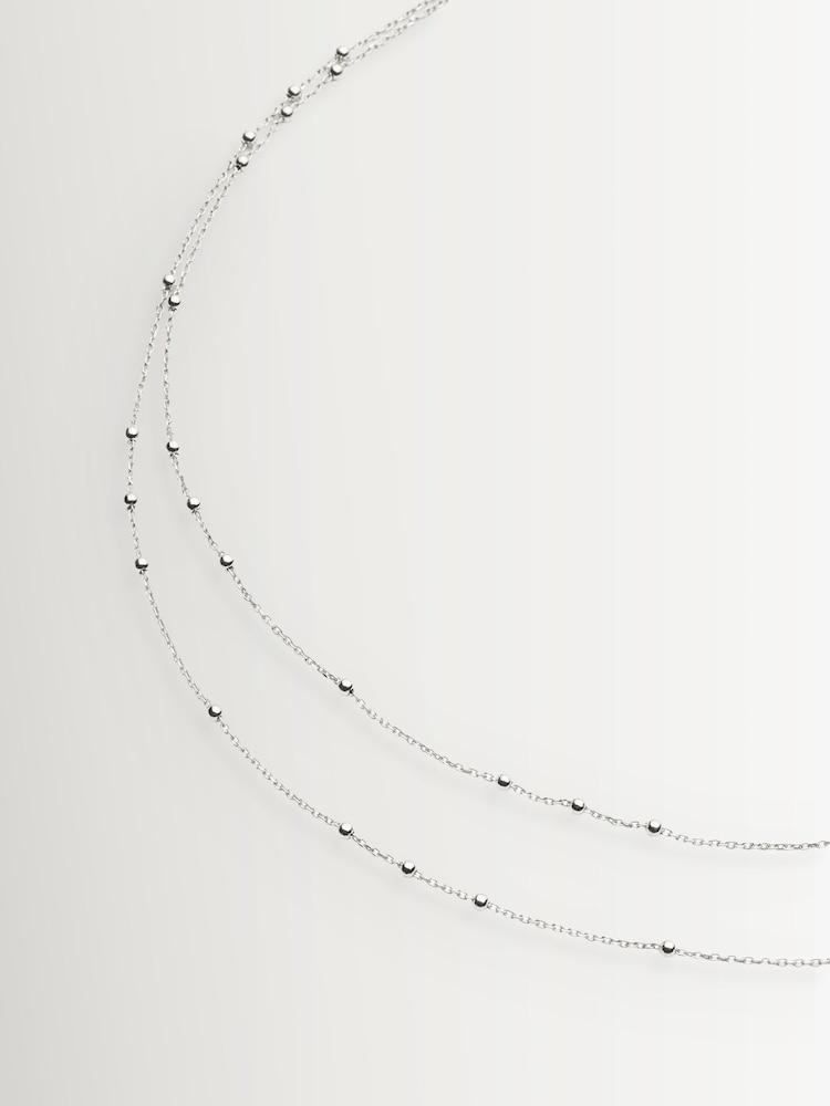 Missoma Silver Double Chain Necklace - Image 2 of 3 Missoma Silver Double Chain Necklace - Image 2 of 3