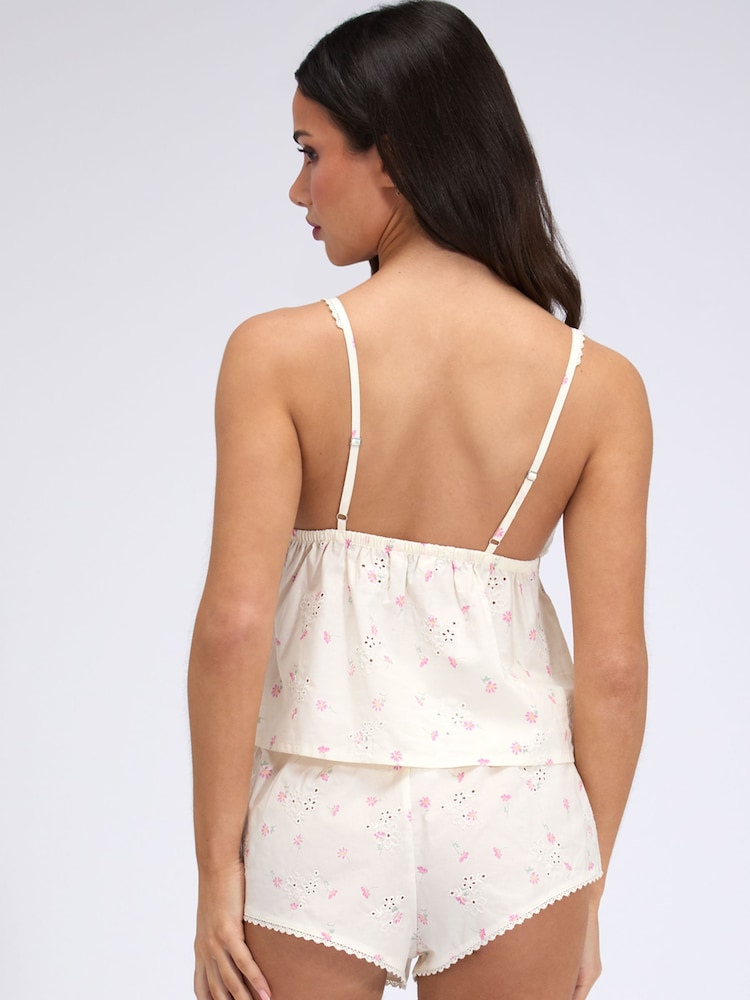 Boux Avenue White Floral Cotton Cami Pyjamas Set - Image 2 of 6