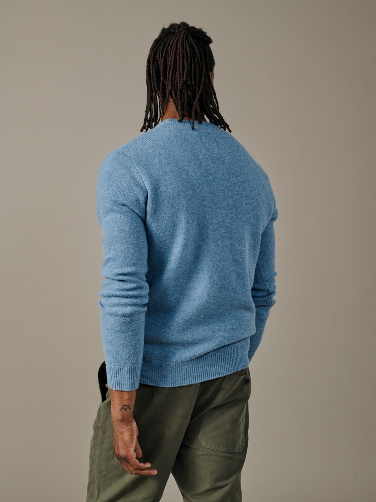 Aubin Blue Phillips Lambswool Crew Neck Jumper - Image 2 of 4 Aubin Blue Phillips Lambswool Crew Neck Jumper - Image 2 of 4