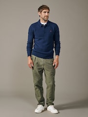 Aubin Blue Shore Lambswool Long Sleeve Knitted Polo Jumper - Image 3 of 5
