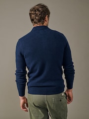 Aubin Blue Shore Lambswool Long Sleeve Knitted Polo Jumper - Image 4 of 5