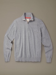 Aubin Grey Daw Cotton Zip Neck Jumper - រូបភាព 1 នៃ 1