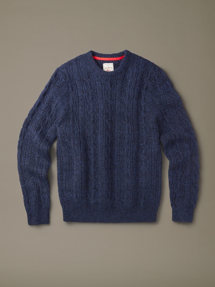 Aubin Blue Oleby Cable Crew Neck Jumper - Image 1 of 1