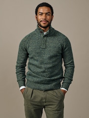 Aubin Green Firsby Conceald Button Neck Jumper - Bild 1 von 5