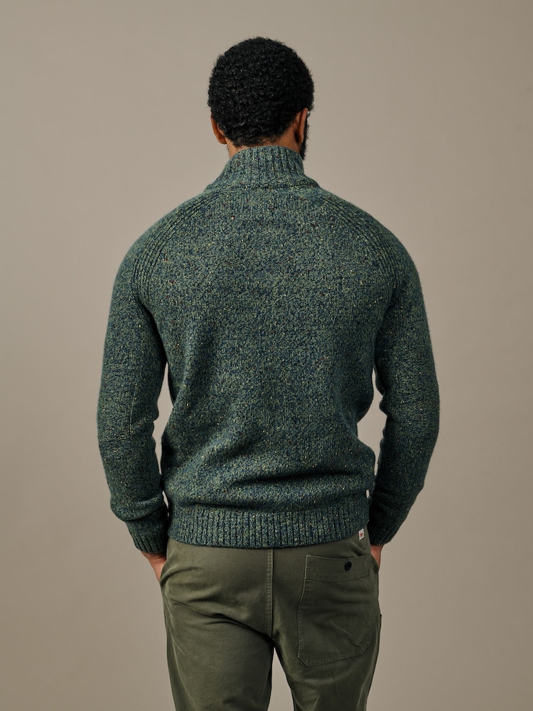 Aubin Green Firsby Conceald Button Neck Jumper - Bild 2 von 5