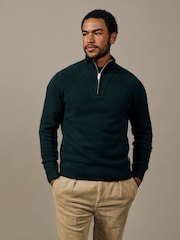 Aubin Green Pelham Zip Neck Jumper - Image 1 of 4