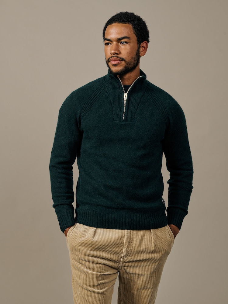Aubin Green Pelham Zip Neck Jumper - Image 1 of 4