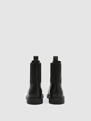 Reiss Black Lennon Leather Flat Ankle Boots - Image 5 of 6