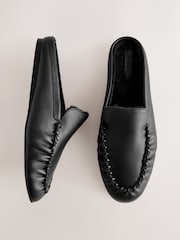 أسود - Forever Comfort® Suede Leather Borg Lined Mules - صورة 1 من 9