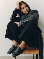 أسود - Forever Comfort® Suede Leather Borg Lined Mules - صورة 3 من 9