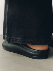أسود - Forever Comfort® Suede Leather Borg Lined Mules - صورة 4 من 9