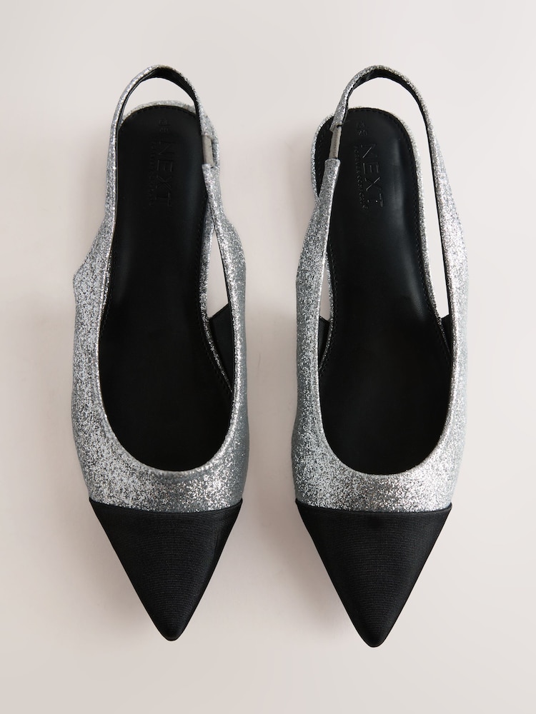Silver Forever Comfort® Slingback Bow Flats - Image 1 of 5