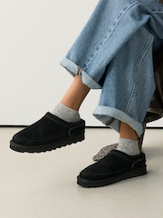 Black Forever Comfort® Borg Lined Suede Mules - Image 3 of 11