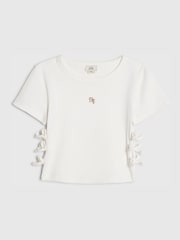 River Island White 3D Bow Ribbed Top - Image 1 of 4