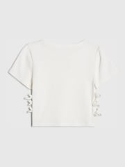 River Island White 3D Bow Ribbed Top - Image 2 of 4
