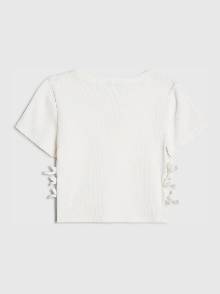 River Island White 3D Bow Ribbed Top - Image 2 of 4
