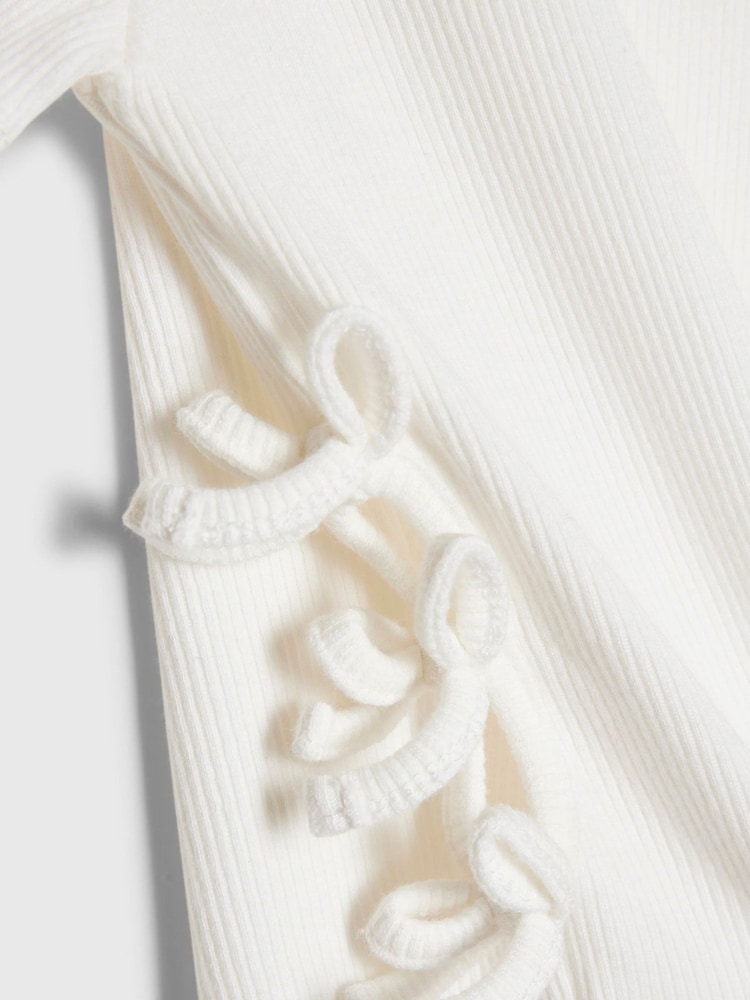 River Island White 3D Bow Ribbed Top - Image 4 of 4