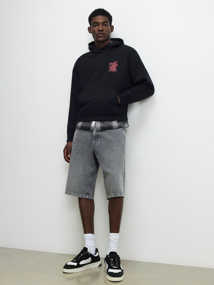 River Island Black Regular Fit Japanese Snake Hoodie - Image 1 of 4
